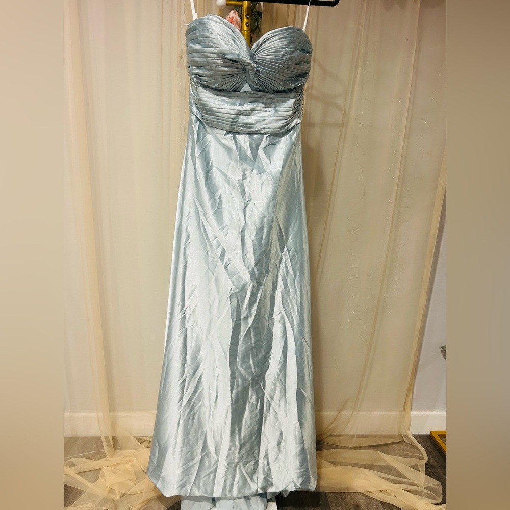 Elegant Light Blue Strapless Prom Dress